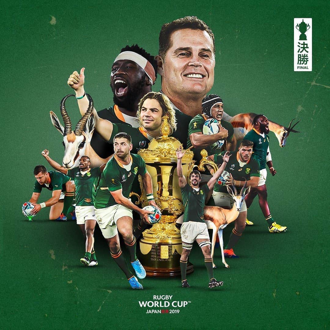 ロジャー・フェデラーのインスタグラム：「Incredible grit, passion and respect for the mighty springboks!🏆👏💥 @bokrugby #rwc2019」