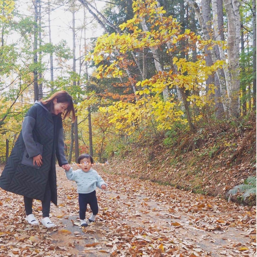 吉田明世さんのインスタグラム写真 - (吉田明世Instagram)「三連休は長野で⛰ 落ち葉を踏んだり👣 紅葉の葉っぱを拾ったり🍁 焼き芋を食べたり🍠 大自然の中 秋を満喫しております👩‍👧＊ coat @enfold_official  sneaker @sergiorossi  #長野　#大好きな場所　#半分故郷 #リフレッシュ」11月3日 19時00分 - akiyo0414