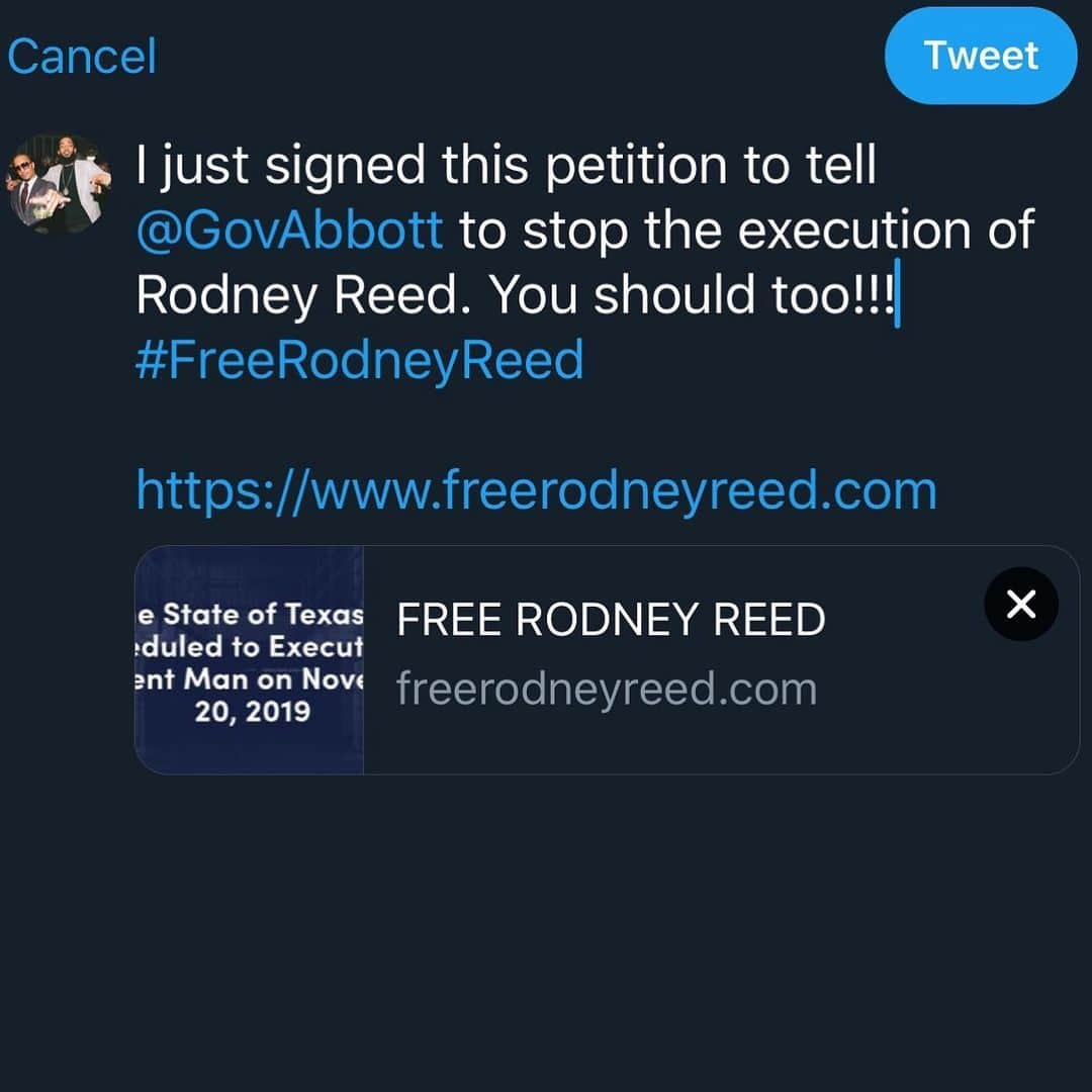 T.I.さんのインスタグラム写真 - (T.I.Instagram)「Tell @GovAbbott to stop the execution of Rodney Reed!!! #FreeRodneyReed」11月4日 12時10分 - tip