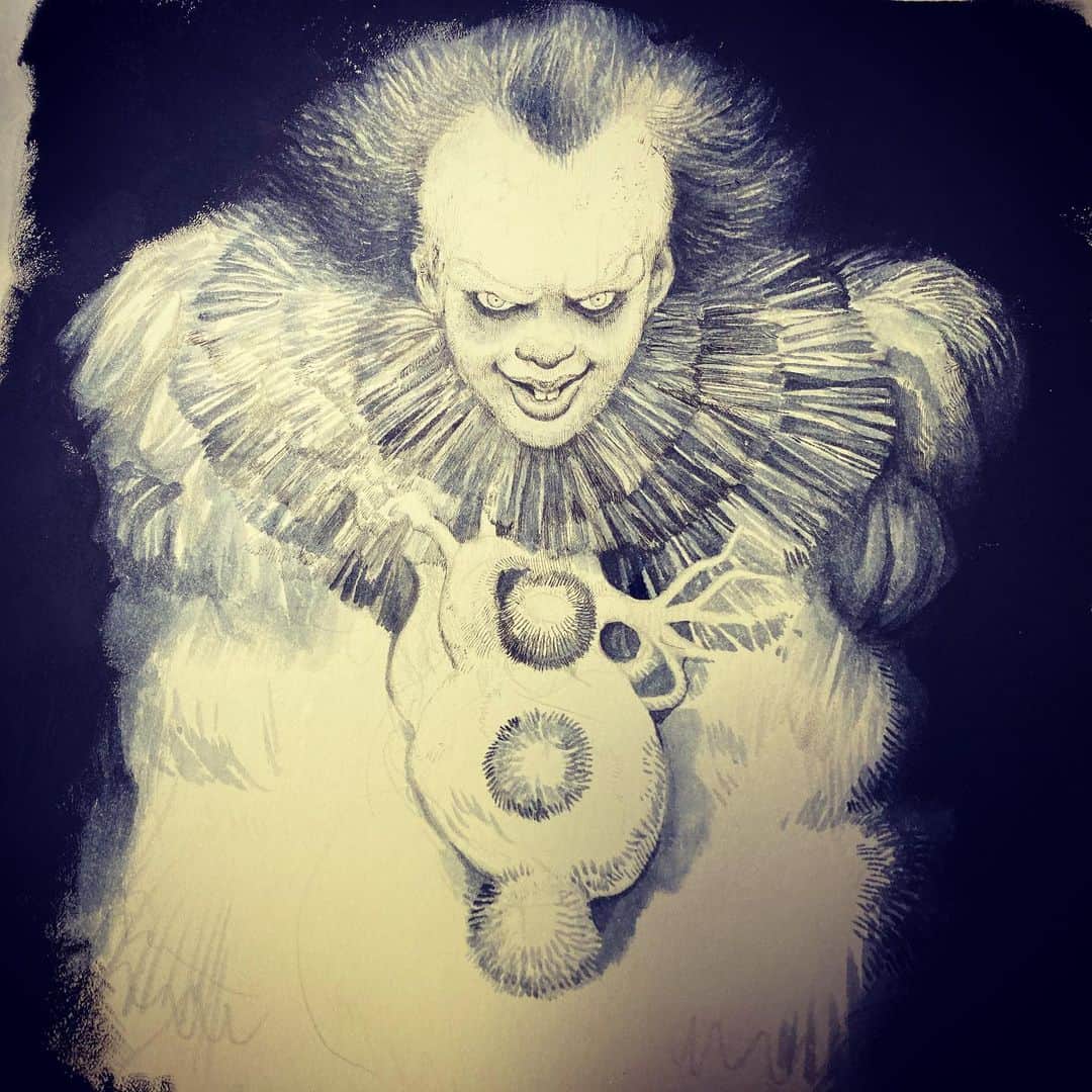 ヒグチユウコさんのインスタグラム写真 - (ヒグチユウコInstagram)「#itchapter2 作品描かせていただきました。🤡が怖い人はみないほうがいいかも。 #ペニーワイズ　#pennywise #stevenking」11月4日 19時18分 - yukohiguchi3