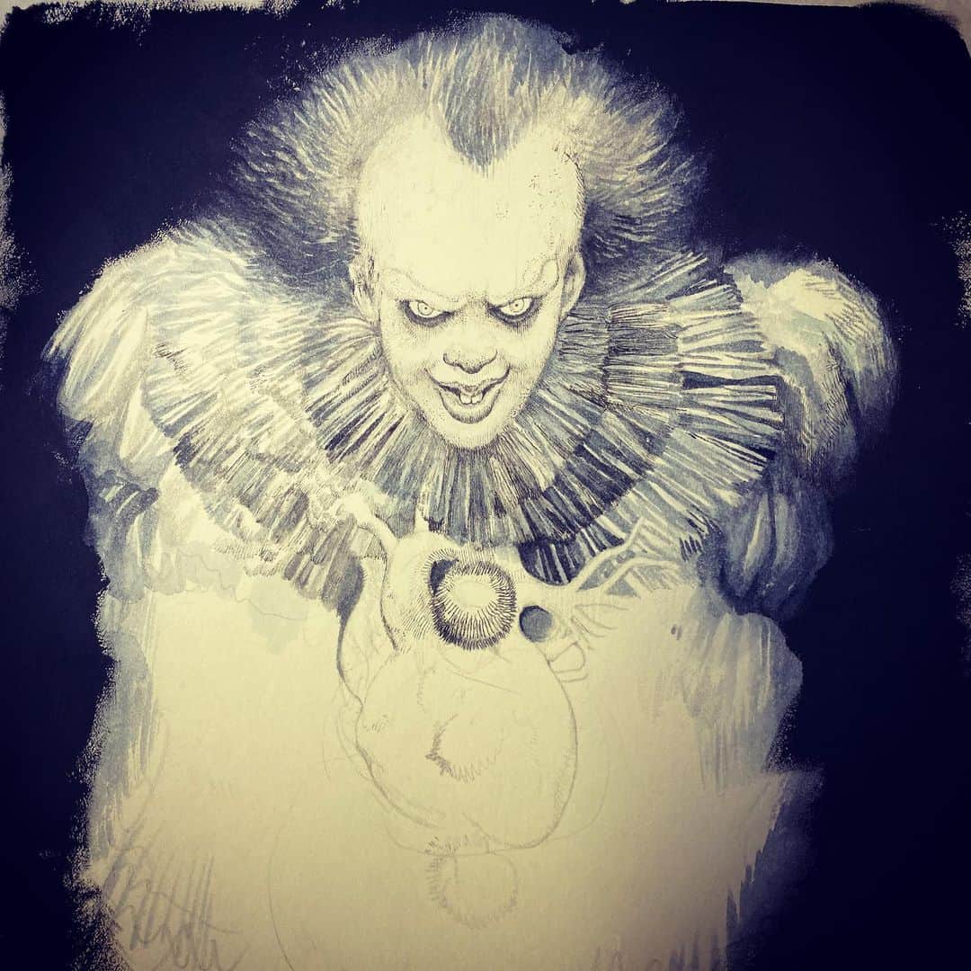 ヒグチユウコさんのインスタグラム写真 - (ヒグチユウコInstagram)「#itchapter2 作品描かせていただきました。🤡が怖い人はみないほうがいいかも。 #ペニーワイズ　#pennywise #stevenking」11月4日 19時18分 - yukohiguchi3