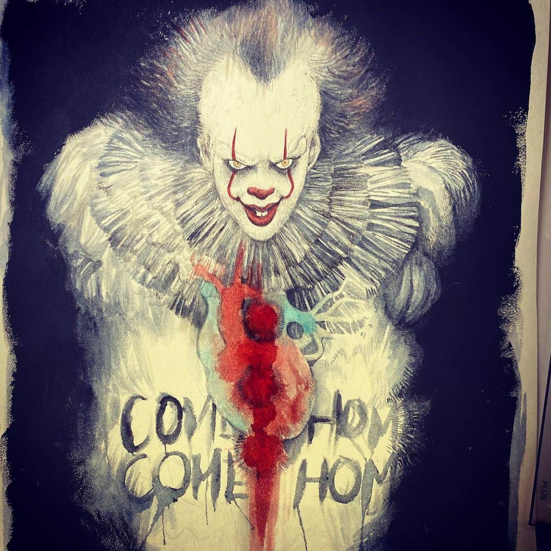 ヒグチユウコさんのインスタグラム写真 - (ヒグチユウコInstagram)「#itchapter2 作品描かせていただきました。🤡が怖い人はみないほうがいいかも。 #ペニーワイズ　#pennywise #stevenking」11月4日 19時18分 - yukohiguchi3