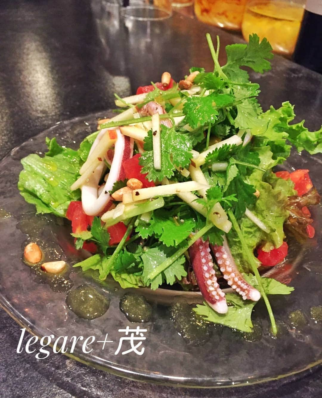 Legare+茂さんのインスタグラム写真 - (Legare+茂Instagram)「パクチー好きさん必見🌱✨ イカとパクチーのサラダ🍴 パクチー好きにはたまらない一皿です😆💓 彩りも、綺麗♪♪ . ◾レガーレ＋茂◾ 世田谷区池尻3-4-2srビル池尻1F ☎︎:050-5593-6211 . #池尻 #池尻大橋 #イタリアン #イタリアンバル #バル #バール #ダイニングバー #レガーレ #レガーレ茂 #legare茂 #レガーレ池尻 #italian  #italianbar #三軒茶屋 #女子会 #東京グルメ #食べ歩き #東京食べ歩き #鮮魚 #魚料理 #魚バル #中目黒 #食スタグラム #世田谷グルメ #イカ #烏賊 #サラダ #美食 #」11月5日 11時30分 - legare_shigeru