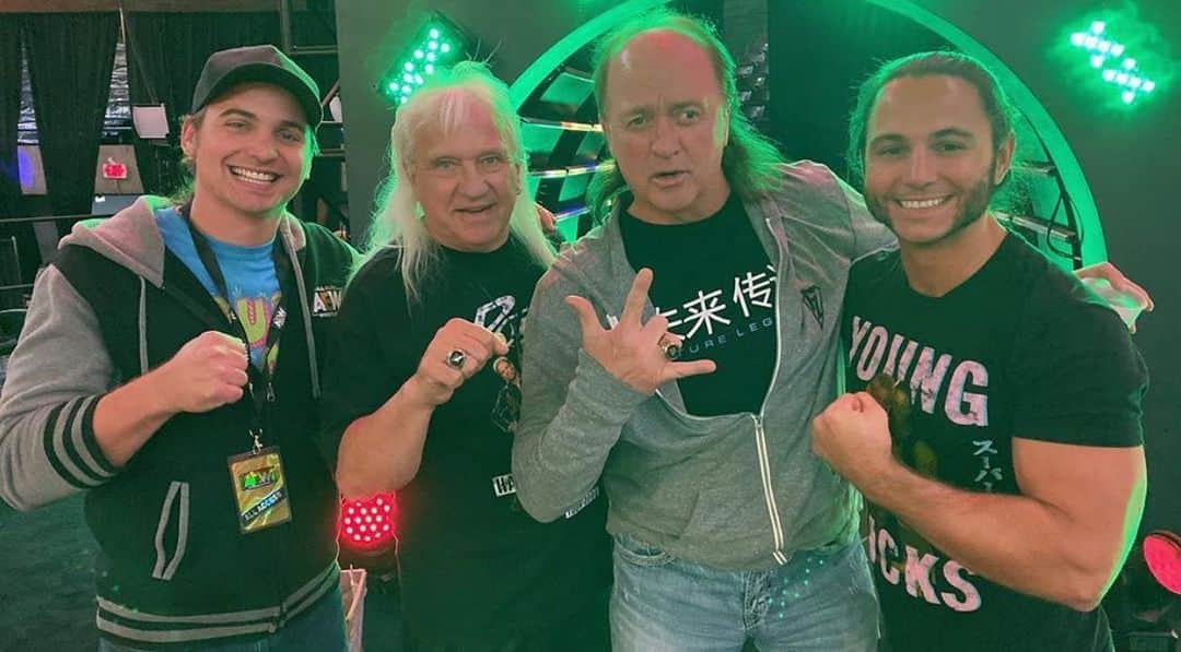 マット・ジャクソンのインスタグラム：「Standing with legends Rock N Roll Express, just hours before the brutal attack on #AEWDynamite. Five days later, Ricky & Robert both say they’re feeling okay.」