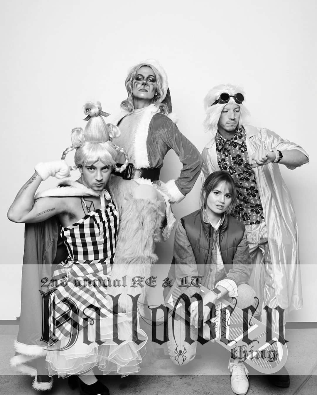 デビー・ライアンのインスタグラム：「not tryna be weird but my friends won the costume contest at this party 🏆 we menaced around the photo booth so hard we had to go cut open the dance floor. and then another one later.  this group has brought me some of my favourite adventures; love all three of you Josephs, and Doc — you’re the future I’m here for」
