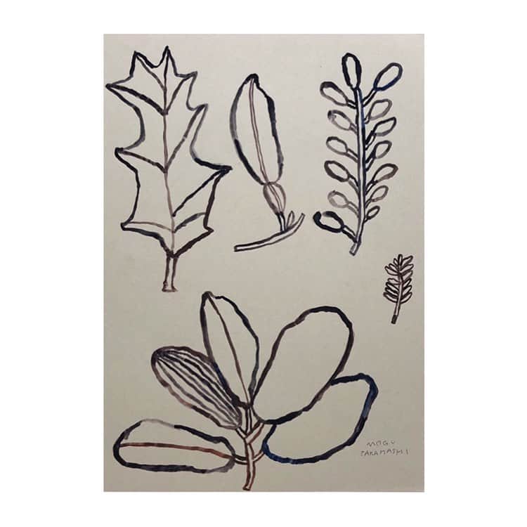 Mogu Takahashiのインスタグラム：「Leaves 210x297mm Gouache on paper / 2019 Sold —————————————﻿ #mogutakahashi」
