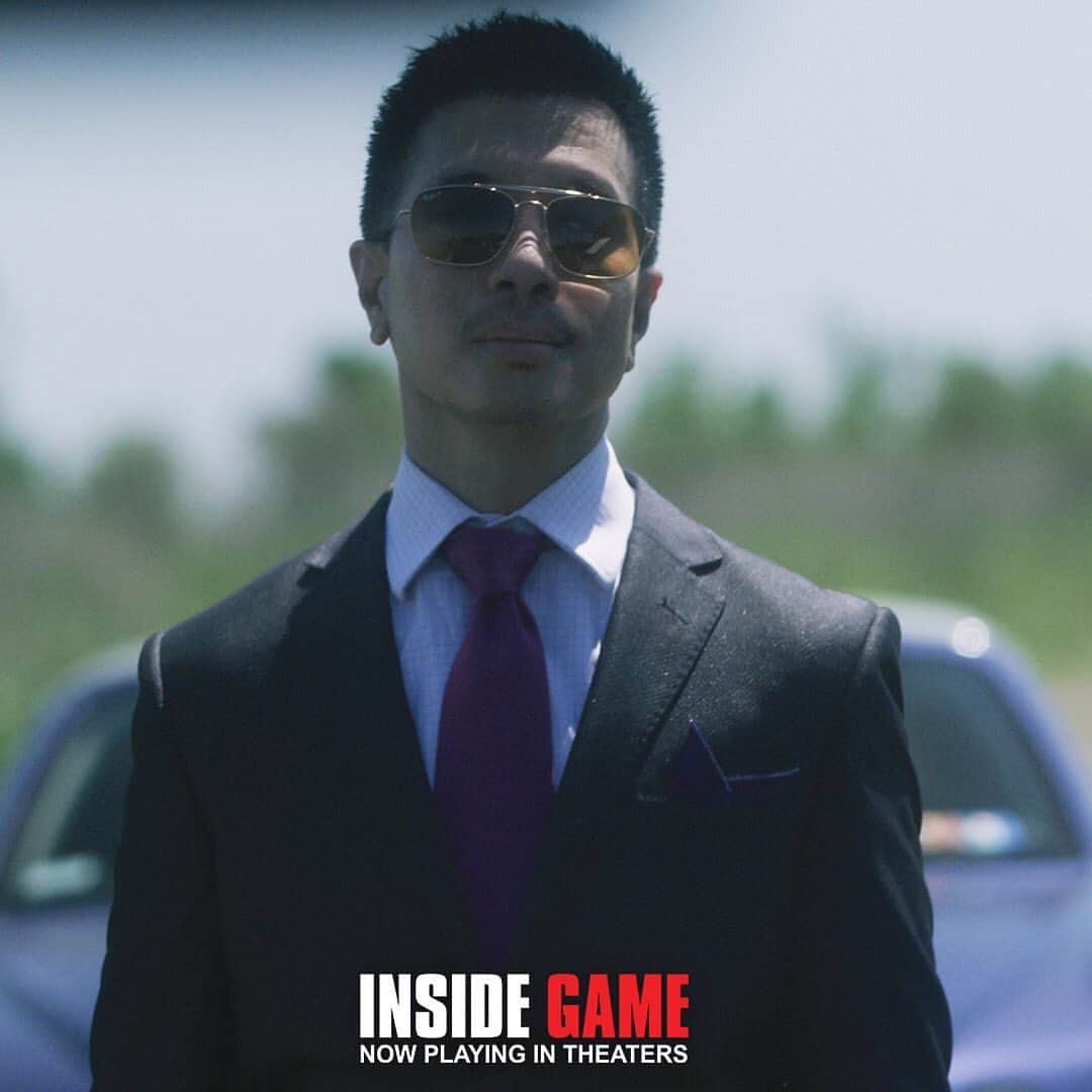 レジー・リーのインスタグラム：「Semi-stache + suit + sunglasses = sumfin’s fishy with this dude.  Had such a blast filming @insidegamemovie with the talented trio of @willsasso @iamscottwolf and @ericmabius .  Brilliant performances from them!! Directed by my buddy @rb1canobe .  In theatres NOW. #notwu ..........@insidegamemovie + Now playing in theaters! The untold true story of the 3 friends who pulled off the biggest gambling heist in NBA basketball history - a sports scandal you don’t want to miss!」