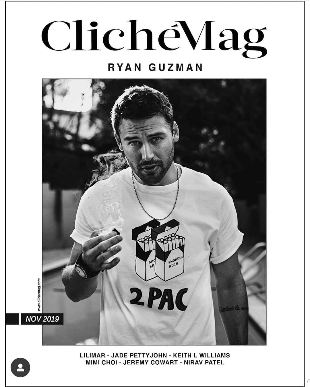 ライアン・ガスマンさんのインスタグラム写真 - (ライアン・ガスマンInstagram)「Shout out to @clichemag  Thank you for choppin it up with me about some real s@$#  Check out the November issue out now  Photographer: @jaclyn_robyn  Stylist: @naomizinns  Stylist Assistant: @ren_michelle  Hair: @guiniushair  Makeup: @makeupbylysette」11月6日 7時47分 - ryanaguzman