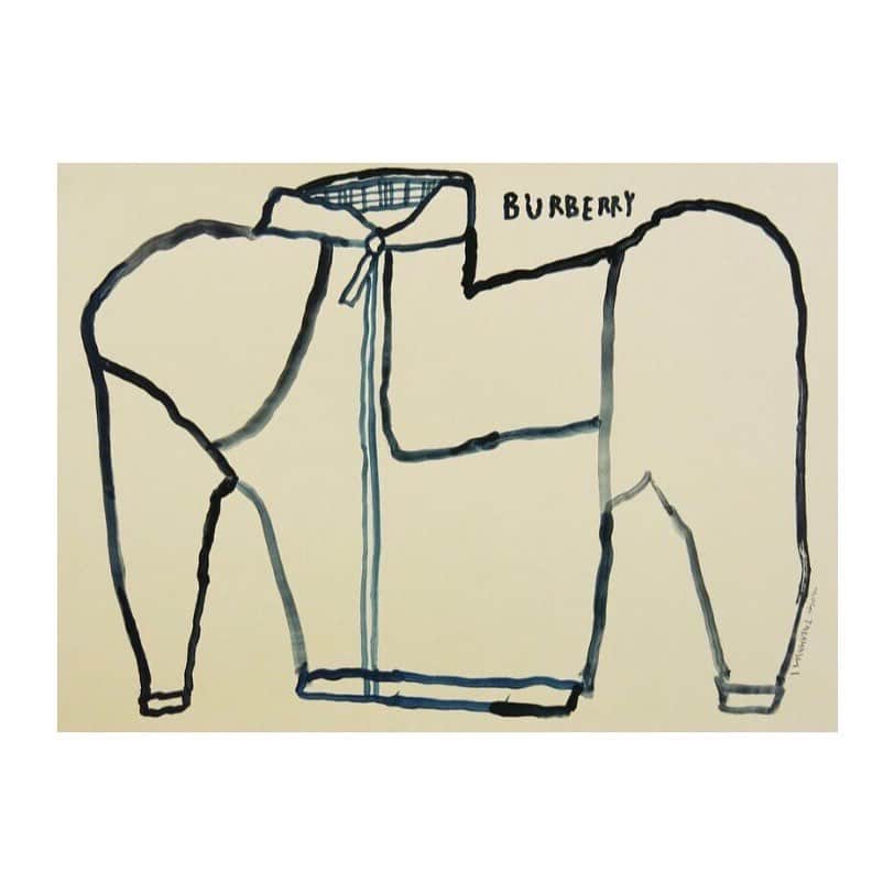 Mogu Takahashiのインスタグラム：「Burberry  210x297mm Gouache on paper / 2019 Sold —————————————﻿ #mogutakahashi」