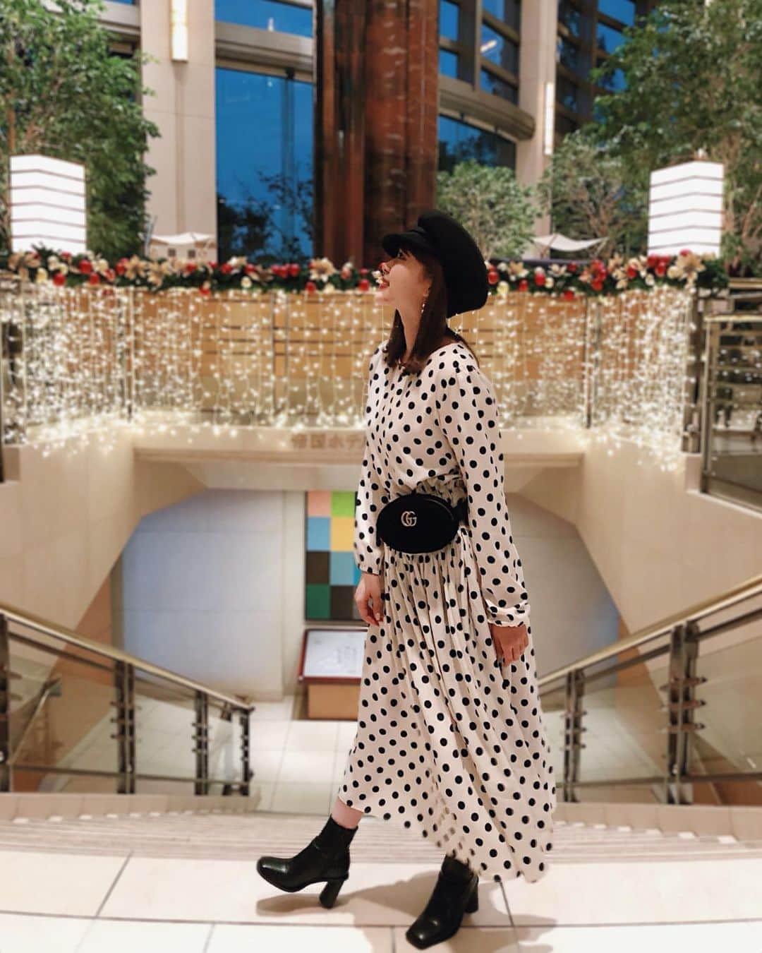 藤川沙弥のインスタグラム：「𓆸*ﾟ﻿ ﻿ 私服❤︎﻿ ﻿ ﻿ op：﻿ @carin_teastella  hat：﻿ @ca4la_official  bag：﻿ @gucci ﻿ ﻿ このワンピース、サイドでリボンで縛れるから﻿ 自分で好きなサイズ感にできるし﻿ 妊婦さんも着れそう🤰💕﻿ ﻿ ﻿ ﻿ ﻿ ﻿#carin_teastella #teastella」