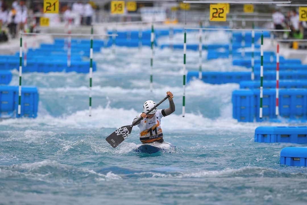 八木愛莉のインスタグラム：「Finished 2019 season with twice finals in Kasai white water course 😊👍 ﻿ felt so empty after the Olympic qual, but I should also accept that i really enjoyed all races in this season, and looove this sport 😁💕 my story is to be continued 🌿﻿ ﻿ #canoe#canoeslalom#race#training#anacargo﻿」