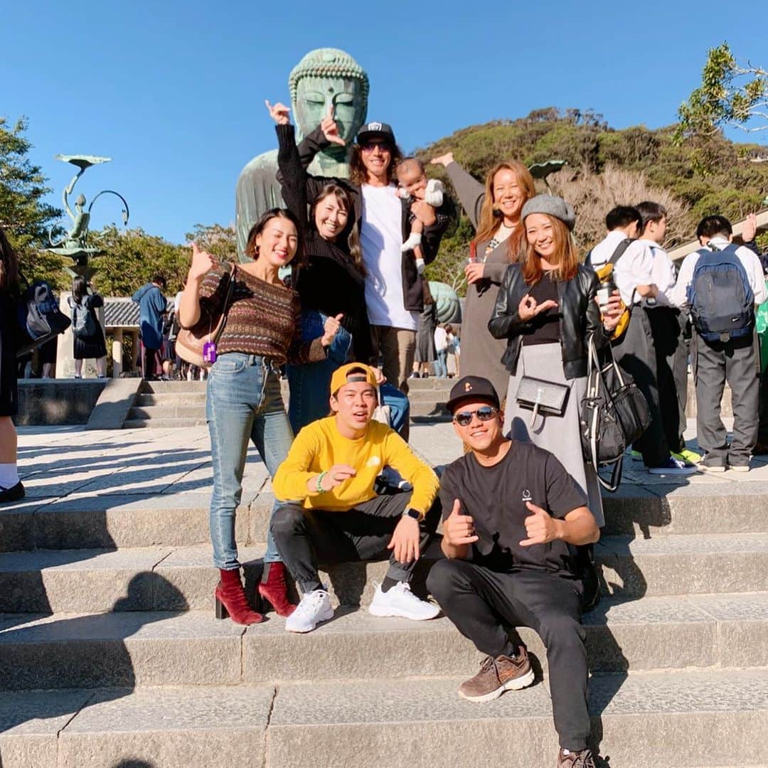 桃生亜希子のインスタグラム：「jamaican cruise、JamRockで共に過ごしたみほちゃんとランちゃんがbaby Ainaを連れてハワイから帰ってきたので集合したよ！ 　美味しいランチに鎌倉見学、江ノ島のsunsetと贅沢な1日。 🙏🌞 夜は、初のラマーレでかなちゃんと。  素敵な場所だった。✨」