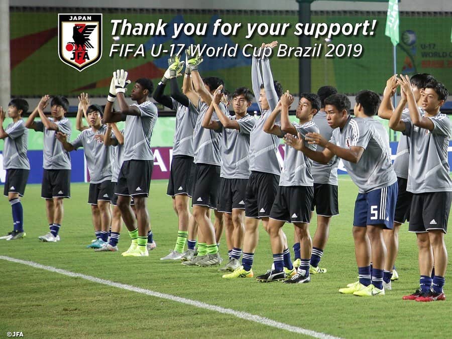 日本サッカー協会さんのインスタグラム写真 - (日本サッカー協会Instagram)「スタジアムで、テレビの前で、応援してくださった皆さま、ありがとうございました！ ・ FIFA U-17 World Cup Brazil 2019 #U17日本代表 ・ GK 21　佐々木 雅士（柏レイソルU-18）  1　鈴木 彩艶（浦和レッズユース） 12　野澤 大志ブランドン（ＦＣ東京U-18） ・ DF  3　半田 陸（モンテディオ山形ユース）  5　畑 大雅（市立船橋高） 15　村上 陽介（大宮アルディージャU18） 18　角 昂志郎（ＦＣ東京U-18）  2　鈴木 海音（ジュビロ磐田U-18）  4　中野 伸哉（サガン鳥栖U-18） ・ MF 16　山内 翔（ヴィッセル神戸U-18）  6　藤田 譲瑠チマ（東京ヴェルディユース） 19　田村 蒼生（柏レイソルU-18） 13　横川 旦陽（湘南ベルマーレU-18）  8　成岡 輝瑠（清水エスパルスユース） 17　田中 聡（湘南ベルマーレU-18） 14　中野 桂太（京都サンガF.C.U-18）  7　三戸 舜介（JFAアカデミー福島U18） 20　光田 脩人（名古屋グランパスU-18） ・ FW  9　若月 大和（桐生第一高） 10　西川 潤（桐光学園高） 11　唐山 翔自（ガンバ大阪ユース） ・ 監督：森山 佳郎 ・ 🏆FIFA U-17ワールドカップブラジル2019 グループＤ 📅10/28 3-0 U-17オランダ🇳🇱 📅10/31 0-0 U-17アメリカ🇺🇸 📅11/3  1-0 U-17セネガル🇸🇳 ラウンド16 📅11/7  0-2 U-17メキシコ🇲🇽 ※すべて日本時間 ・ 👉大会情報はJFA.jpへ #jfa #daihyo #U17WC」11月7日 17時04分 - japanfootballassociation