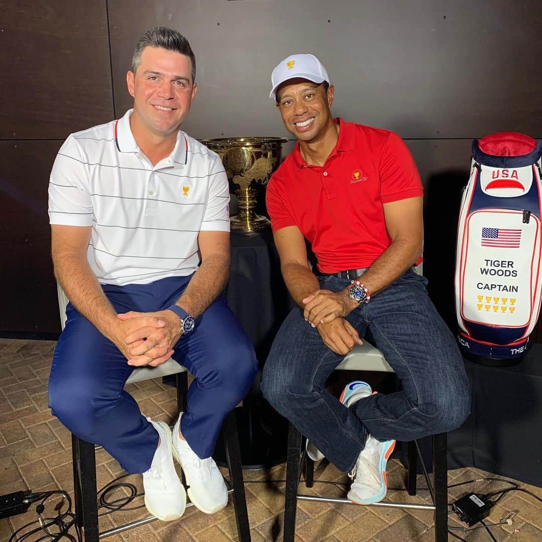 タイガー・ウッズのインスタグラム：「Pumped to have @gary.woodland, @tonyfinaugolf, @preedgolf and me 😁 on the team. Thanks to Wood for coming out tonight. We’re ready!」