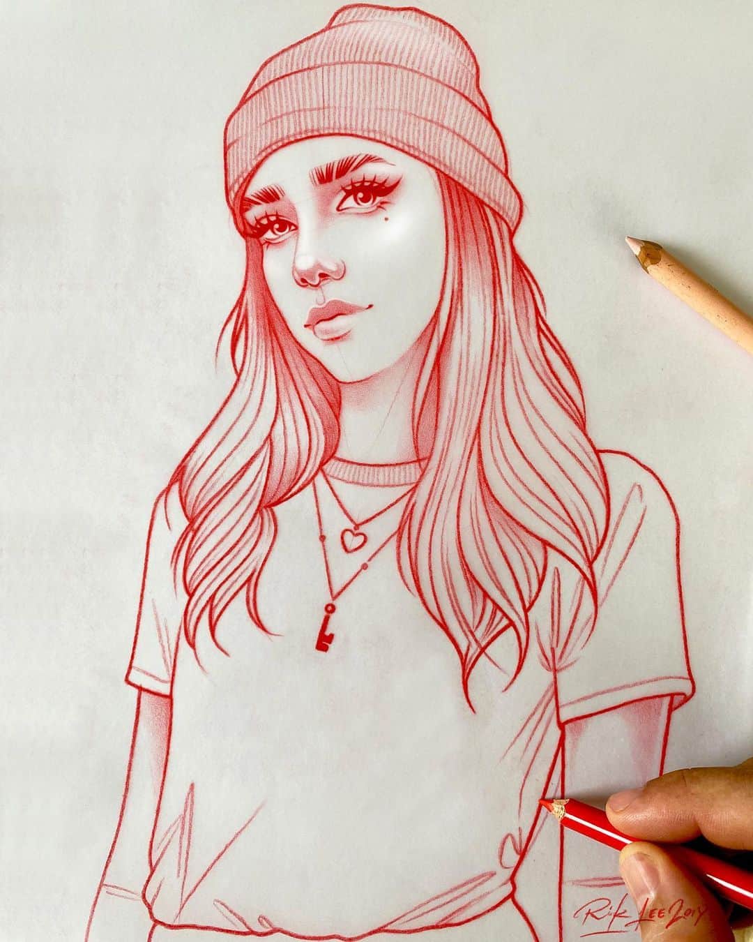 Rik Leeさんのインスタグラム写真 - (Rik LeeInstagram)「Beanie babe - finished sketch! . Should I add colour to this one, or just leave it as is? . #riklee #illustration #portrait #drawing #sketch #commission #art #artistsoninstagram #pencildrawing #beanie」11月8日 11時22分 - rikleeillustration