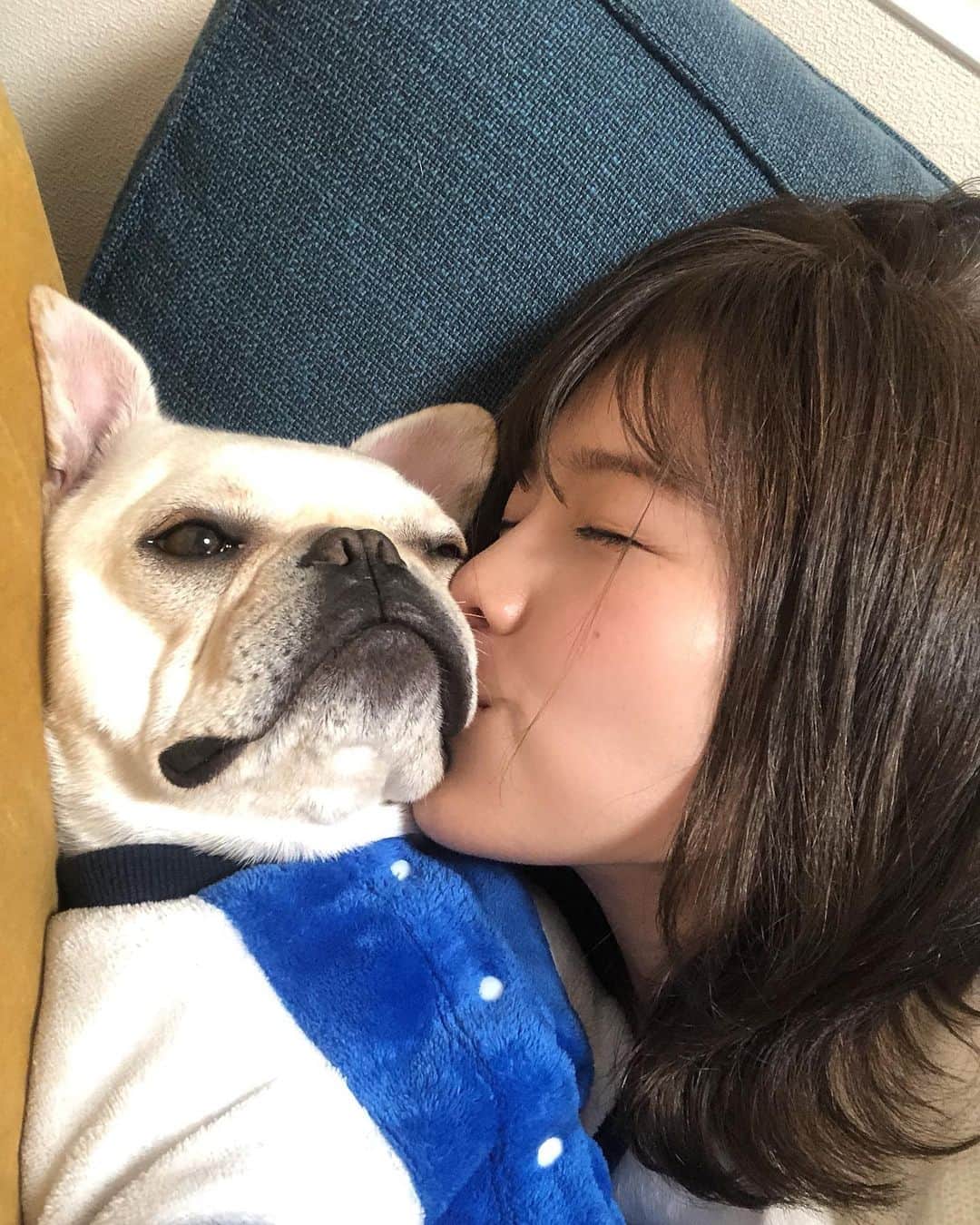 沢辺りおんさんのインスタグラム写真 - (沢辺りおんInstagram)「今月は舞台の稽古にDVDイベントに舞台の本番に朗読劇と、とても充実しています🐶 みんなは？何してる？？ #フレンチブルドック #フレブル #義経 #kiss」11月8日 11時43分 - rionsawabe