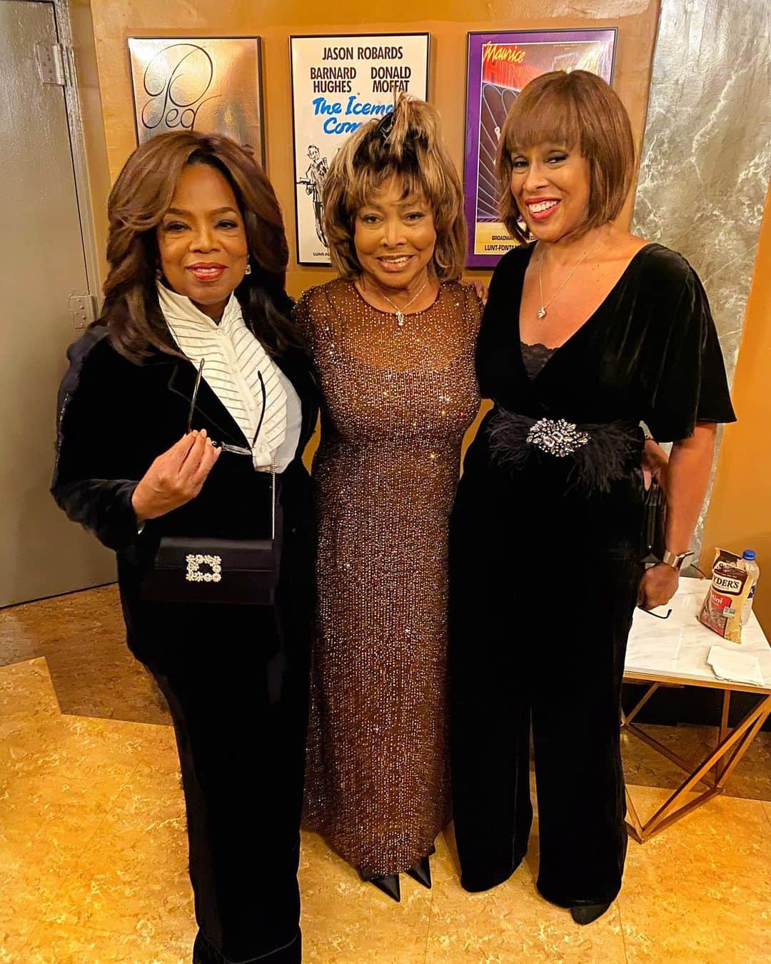 オプラ・ウィンフリーのインスタグラム：「Watching TINA on Broadway with @tinaturner. Nothing like it. ELECTRIFYyyyying! See you at the Tonys @adriennelwarren! Swipe left to see what I’m talking about. #TinaBroadway @tinabroadway」