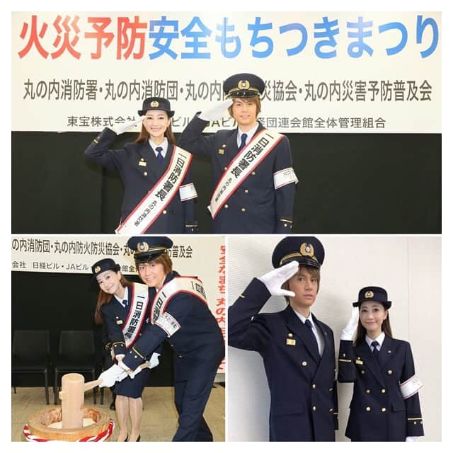 夢咲ねね（赤根那奈）さんのインスタグラム写真 - (夢咲ねね（赤根那奈）Instagram)「. 昨日、浦井くんと 【丸の内消防署】の、 《1日消防署長》を務めさせていただきました✨ そして、皆さんと一緒に 【安全もちつきまつり】にも参加いたしました。 . 本物の制服を着させていただくと、気持ちもピリっとし、火災について、予防について改めて考えました。 貴重な経験をさせていただき感謝しております。 . 自分たちで付いたお餅は、美味しかったです😊✨ . #丸の内消防署 #1日消防署長 #安全もちつきまつり #お餅つき #浦井健治くん  #BIGFISH #ビッグフィッシュ #シアタークリエ」11月8日 13時05分 - yumesaki__nene