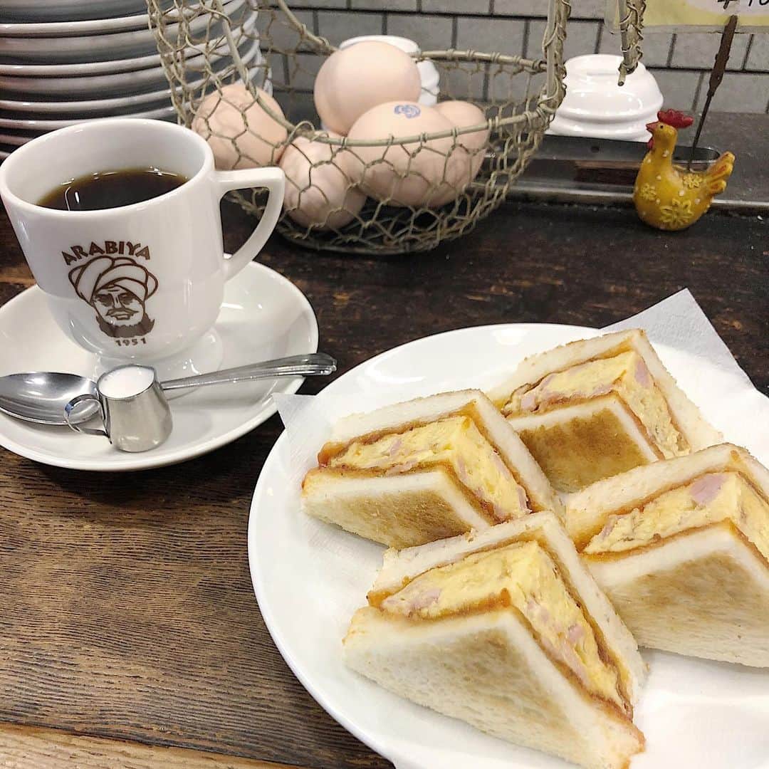 ryokoさんのインスタグラム写真 - (ryokoInstagram)「▪︎ . たまごサンド美味しかった🥚🥚🐓 . . #アラビヤコーヒー #大阪カフェ」11月8日 17時46分 - ryo___ka