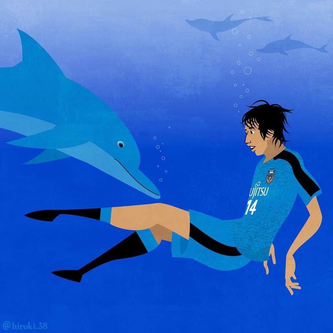 hiroki.38さんのインスタグラム写真 - (hiroki.38Instagram)「. 治癒力／Dolphin healing . 焦らずにゆっくりと心と身体を休めてください。 完全復活して ピッチに戻って来るのを楽しみにしています。 . #中村憲剛 #jリーグ #川崎フロンターレ #フロンターレ #イラスト #サッカー #サッカーイラスト #イルカ #footballplayer #soccerplayer #illustrator #illustrations #illustagram #vectorart #kengonakamura #kengo #nakamura #kawasakifrontale #frontale #kawasaki #soccerillustration #jleague #j1 #Dolphin #healing」11月8日 19時17分 - hiroki.38