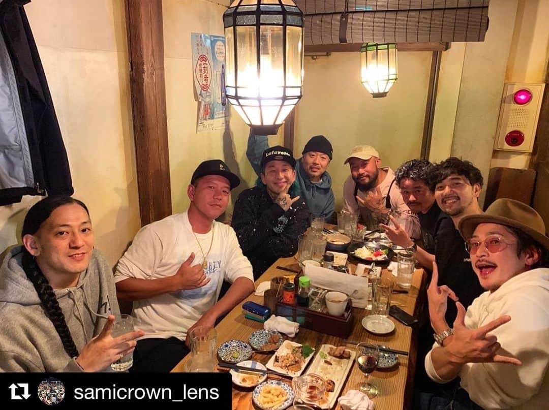KAI_SHiNEのインスタグラム：「良い酔い夜でした🎶🍻 #Repost @samicrown_lens ・・・ 昨夜は良い話が出来た！ 形にしていきたいねー Good reasoning with my homies  #卍ライン ＃山嵐 #mightycrown #プチ会 #kanagawa #linkup」
