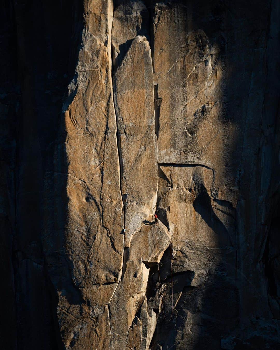 エミリー・ハリントンのインスタグラム：「We reached the  base of the Monster Offwidth in a little less than 4 hours after leaving the ground. It was the fastest I’d climbed the bottom of El Capitan - with the golden ticket of a partner @alexhonnold simuling/jugging behind me. It felt pretty amazing to cover so much rock so quickly.  After the powerful downclimb I lurched into the offwidth, shimying my body upward in the nausea-inducing way wide climbing provides. Although now I have a cheeky system that helps me squeak through this pitch w less drama and blood than before.  After the downclimb I scrape my way up 15ft to a no hands pedestal and sit. I tag across a right approach shoe (@lasportivana TX4) and a #6 Camelot. I switch my right TC pro for the TX4 and now with a slightly larger more comfy right foot I am able to cam and heel-toe, a much more effective method than my prior reverse cheese grater strategy.  Yesterday it felt easy. I was moving upward at a slow but consistent pace. Even the #6 - which is usually annoying to push above my head - was sliding smoothly and not snagging like usual.  The 6 is the only protection you get on the Monster, aside from a cam at the start and a bolt about 30ft up. Then it’s around 80ft of shuffling that 6 above your head until it’s too tight and you have to leave it behind for the last 20ft.  It came time to leave the 6 and I cautiously moved out a bit to get around it when I glanced down and realized that it wasn’t clipped to anything. I had pushed the cam up the entire Monster without actually clipping into it. I lol’ed at the horror of taking a 100+ft whipper and understood immediately why it was so easy to push up.  My day did not end with a send of Golden Gate in a day, but I was damn close and I made it a lot further than I expected. I feel really lucky and grateful that I have the opportunity to put everything I have (time, energy, passion) into such a big project, that I have so much support from partners, friends, and sponsors; and that the Monster Offwidth is no longer my biggest fear on El Cap. Maybe I should just ditch that #6 all together next time? 📸 @austin_siadak of me entering the Monster at sunrise // @thenorthface_climb // @petzl_official」