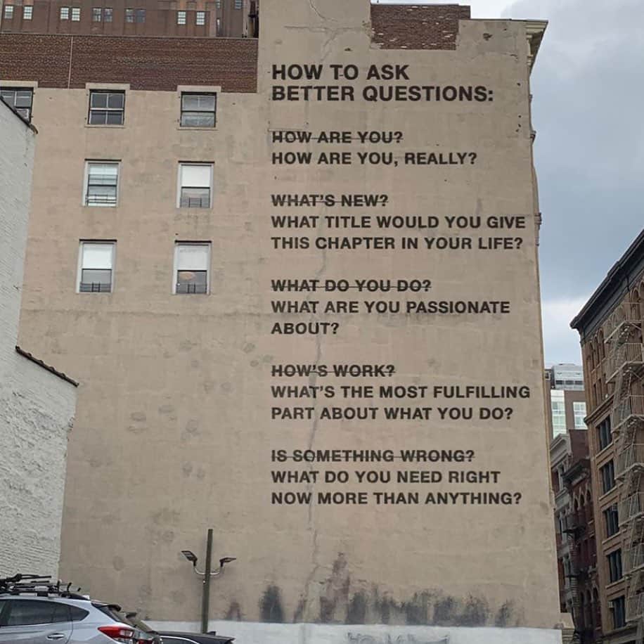 のインスタグラム：「@werenotreallystrangers asking the good stuff.  Have meaningful conversations. Make connections.」