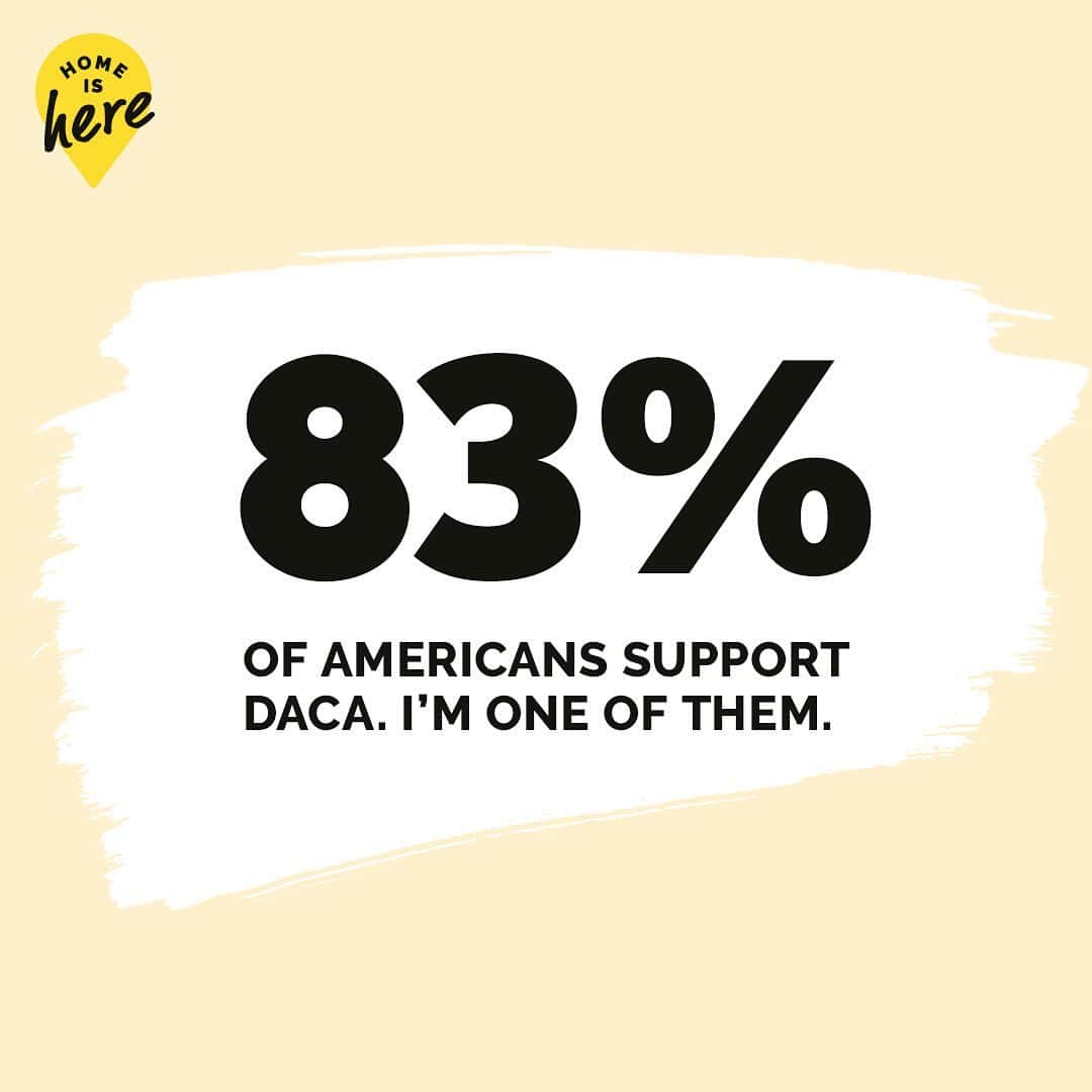カーラ・ソウザのインスタグラム：「83% of Americans support DACA. On November 12, the Supreme Court will hear arguments on whether or not the termination of DACA is unconstitutional. Share this if you support DACA. Let’s keep DACA recipients home. #HomeIsHere homeishere.us」