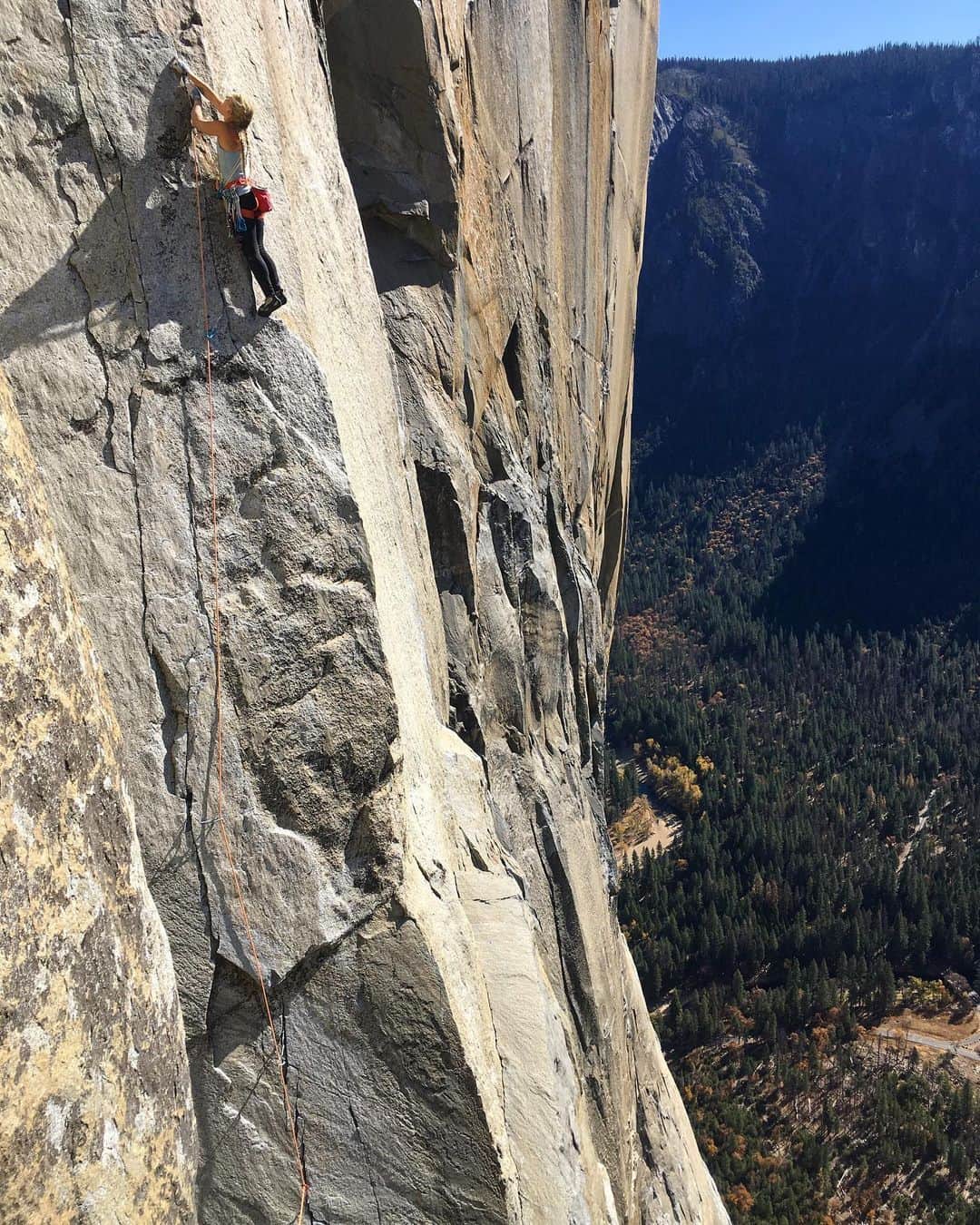 アレックス・オノルドのインスタグラム：「I had the pleasure of supporting @emilyaharrington on an in-a-day attempt on Golden Gate (30+ pitch 13a) yesterday. It was pretty inspiring to see her try her best and fight her way up to the last hard pitch. No send, but a lot of learning and character building, which is kind of all we’re after in wall climbing...」