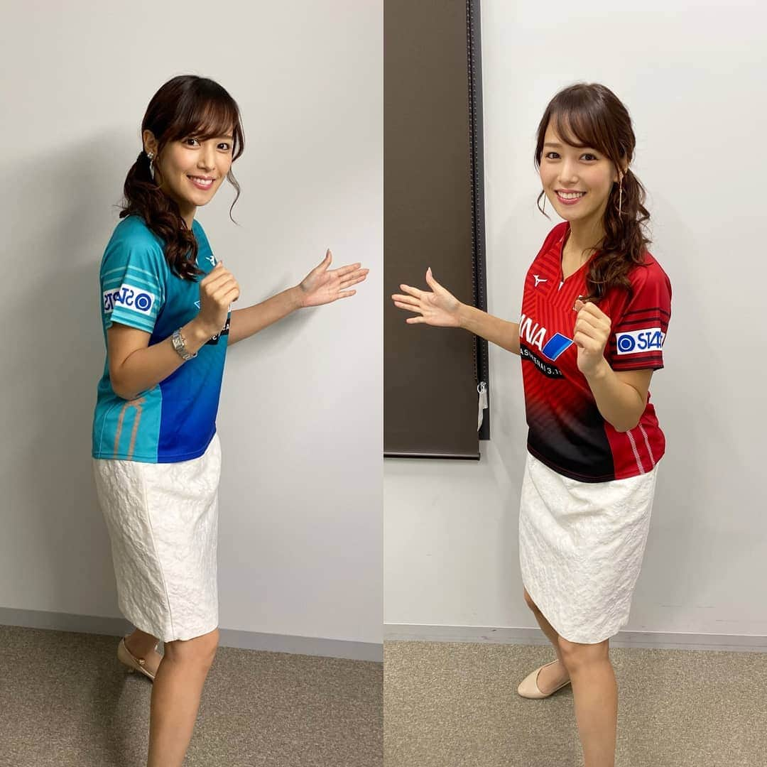 テレビ東京「SPORTSウォッチャー」さんのインスタグラム写真 - (テレビ東京「SPORTSウォッチャー」Instagram)「青と赤。 どちらの選手が強そうですか？  #鷲見玲奈 #テレビ東京 #アナウンサー #卓球」11月10日 6時19分 - minspo_tvtokyo