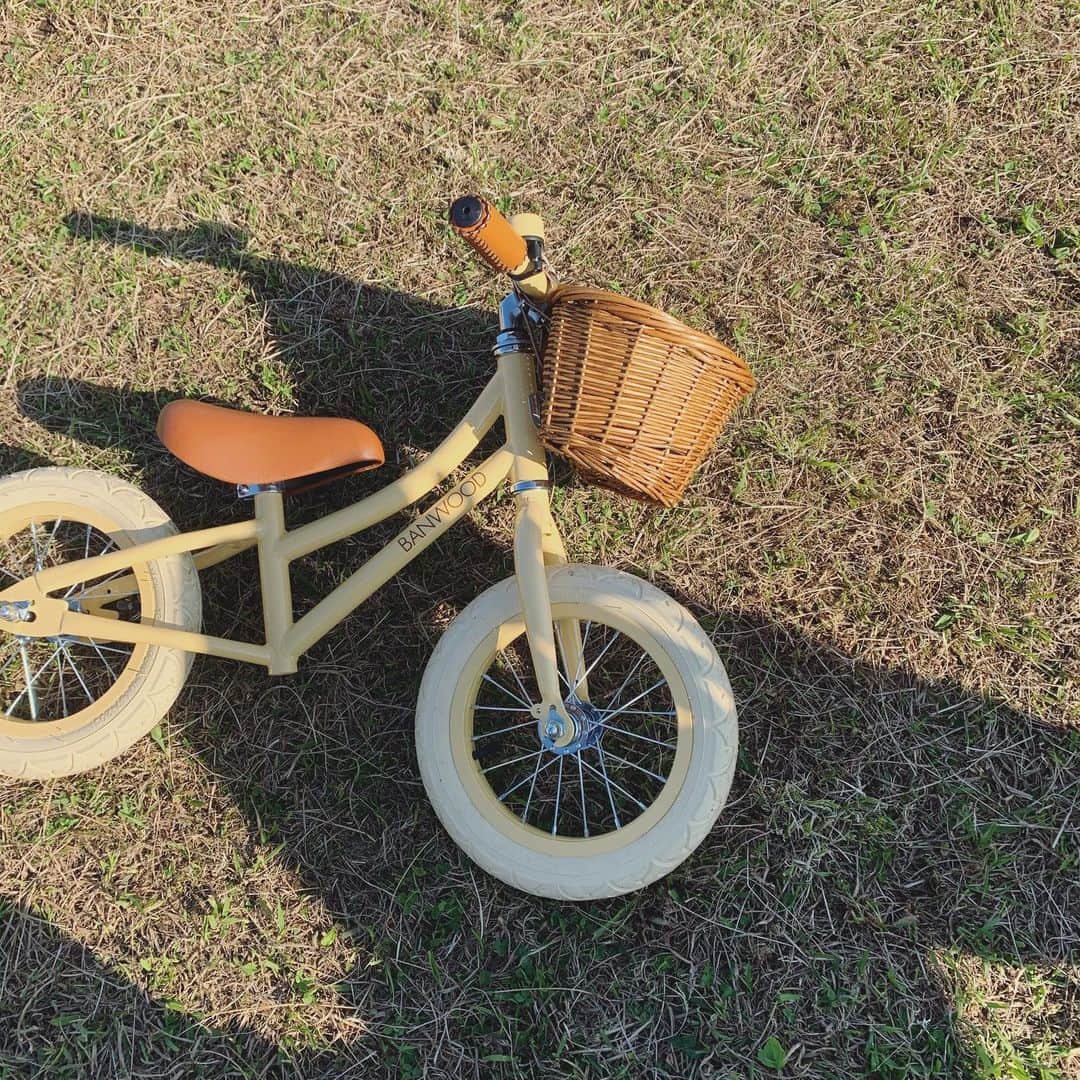 鈴木六夏さんのインスタグラム写真 - (鈴木六夏Instagram)「初めての２輪車。  Qの喜ぶ顔が見たくて いっしょけんめい組み立てたパパ。 出来たぞー、と渡したものの 「パパのってーパパのってー」  と自分が乗らさせる、の図。おつかれ😅  @kodomo_beams @banwoodbikes」11月10日 18時51分 - rikuka.62