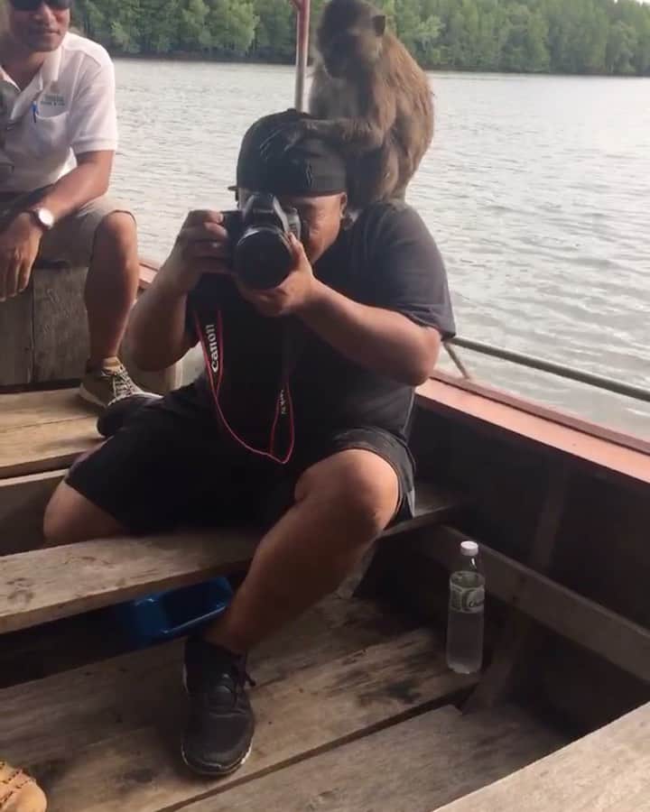 Steve Bitangaのインスタグラム：「Always someone or some thing 🙈 tryna challenge me when I’m trying to get the shot 😂🐒 🎥 @saraunderwood #thailand」
