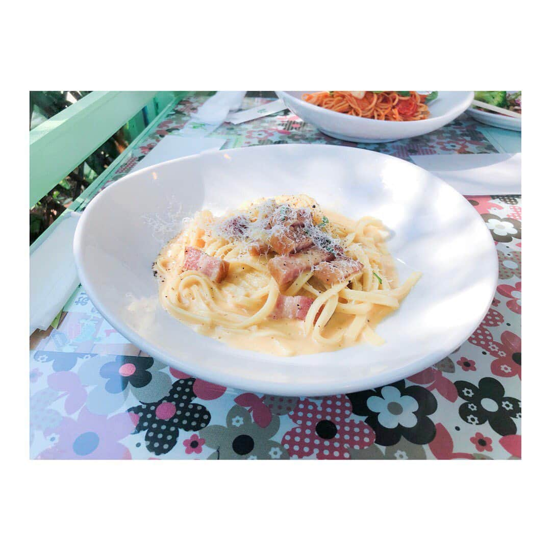 鈴木みのりのインスタグラム：「ランチ🍴💕 * #キャナリィロウ日進店 #日進カフェ #日進ランチ #日進 #ランチ #愛知ランチ #cannaryrow #lunch  #パスタ #カルボナーラ」