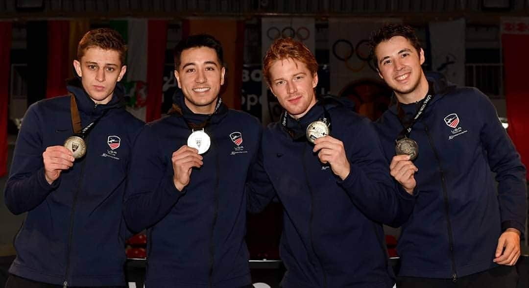アレクサンダー・マシアラスのインスタグラム：「🥇🥇🥇🥇 in team with the squad, securing @teamusa men's foil team a spot in Tokyo 2020! Now onto the next World Cup」