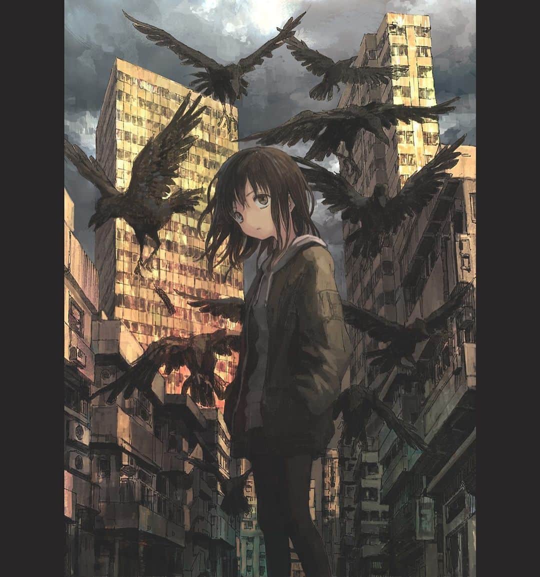 Akimasa Tokunagaのインスタグラム：「Upheaval 喧騒の街 #art #illustration #crow #cityscape #絵」
