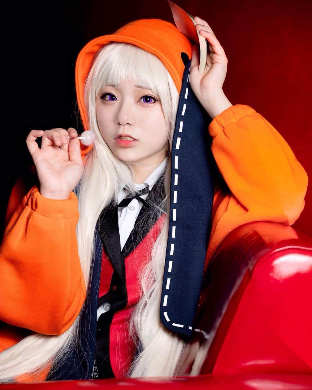 黒夢のインスタグラム：「🧡💜 #賭ケグルイ #黄泉月るな #kakegurui #runayomozuki #cosplay #coser #cosplaygirl #コスプレ #コスプレイヤー」