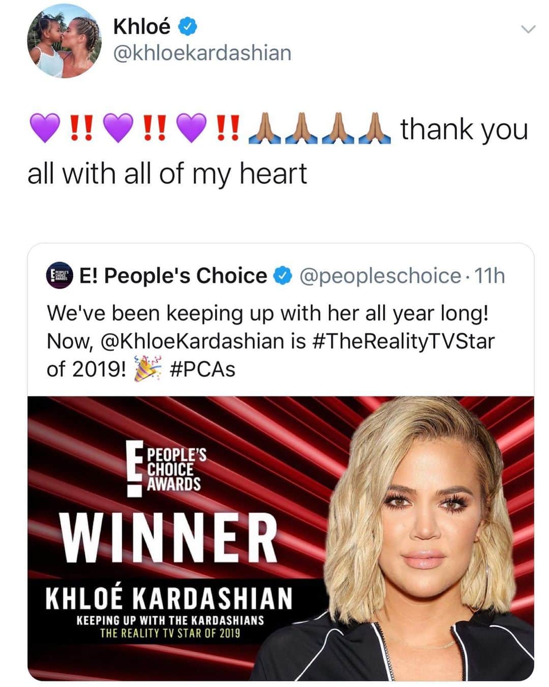 クリス・ジェンナーさんのインスタグラム写真 - (クリス・ジェンナーInstagram)「Congrats @khloekardashian on winning Reality TV Star of 2019 at the @peopleschoice awards!!! And thank you everyone for voting!! We are so grateful for your love and support. #PCAs #PCAs2019 #PeoplesChoiceAward #ProudMama」11月12日 1時12分 - krisjenner