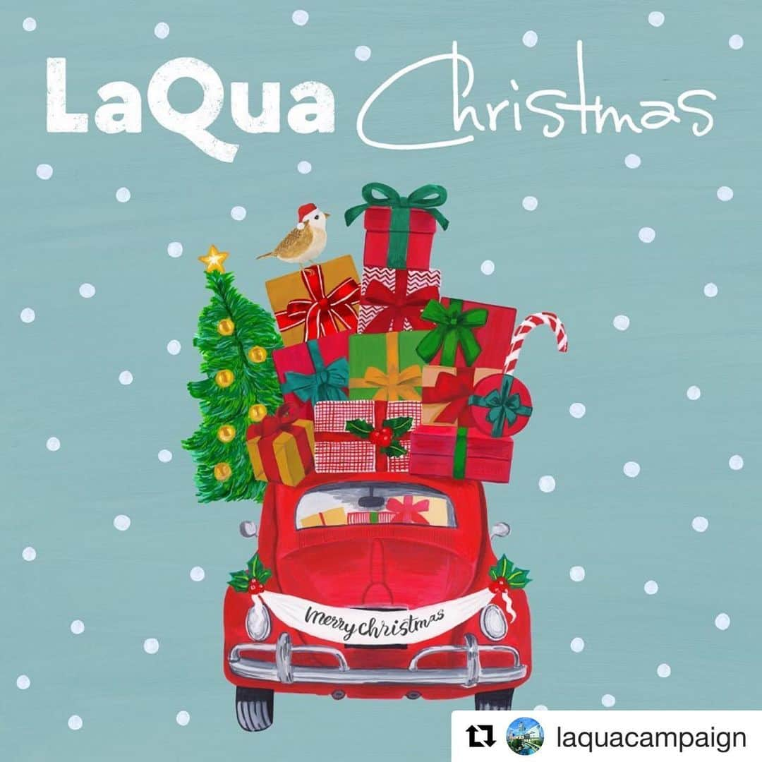 山川春奈のインスタグラム：「@laquacampaign のイラストを担当したメインビジュアルのクリスマス版がアップされました！  前回同様アートディレクションとデザインは　@graphitica @ga_mo さんが担当しています！今回も館内の様々な箇所に使用されているので探してみて欲しいです。  クリスマスイベントなどこれから色々開催されるみたいなので、お近くの方は是非お立ち寄り下さい😊  第三弾は只今進行中です✨  #laqua #xmas #クリスマス #ラクーア #illustration #my work」