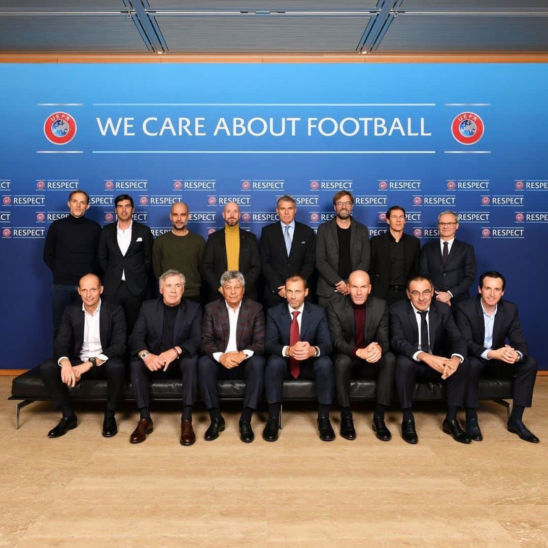 カルロ・アンチェロッティのインスタグラム：「It is an honor to participate in UEFA's Elite Coaches Forum every year. Good to talk to colleagues about new developments and our passion.  È un onore partecipare ogni anno al Elite Coaches Forum della UEFA.  Bello parlare con i colleghi dei nuovi sviluppi e della nostra passione. #uefa #elite #coaching #discussion #debate」