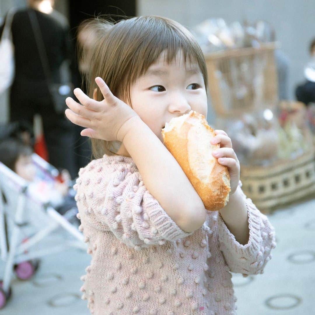 坂本美雨さんのインスタグラム写真 - (坂本美雨Instagram)「『みて！ヒジみたいっしょ！』 とのこと  #幼児と大きいパン ある日の #今日のなまこちゃん #食べかけカウンターにしばらく放置してすいません photo @yamaguchi_akihiro」11月12日 9時09分 - miu_sakamoto