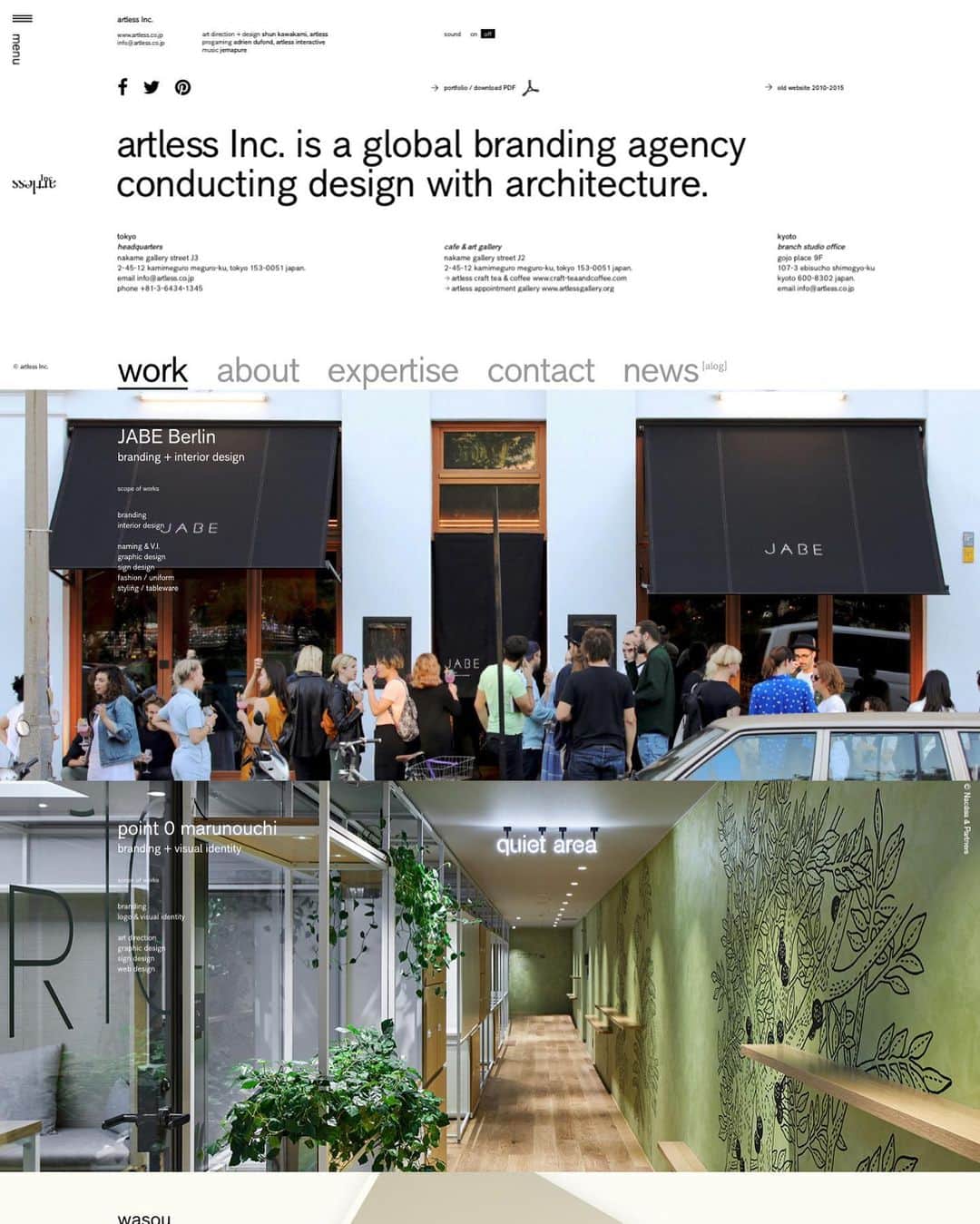 川上俊のインスタグラム：「artless Inc. / new projects update :  JABE Berlin @jabe.restaurant (branding & interior design for new restaurant in Berlin) + Point 0 (branding & sign design for new coworking space at Marunouchi Tokyo) @point0_marunouchi_ *please check our website www.artless.co.jp #artless #shunkawakami」