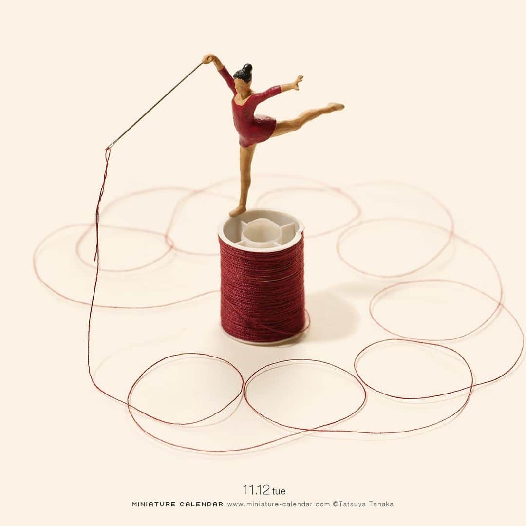 のインスタグラム：「. 11.12 tue “Sewing Gymnastics” . 新裁縫 . #新体操 #裁縫 #リボン #RhythmicGymnastics #Sewing #Ribbon . ─────────────── 《Exhibition info》 . 【small MUJI vol.1“Miniature”】 11/8 fri - 2/29 sat MUJI Kamppi Helsinki #無印良品 #MUJI #smallMUJI #MUJIKamppiHelsinki .」