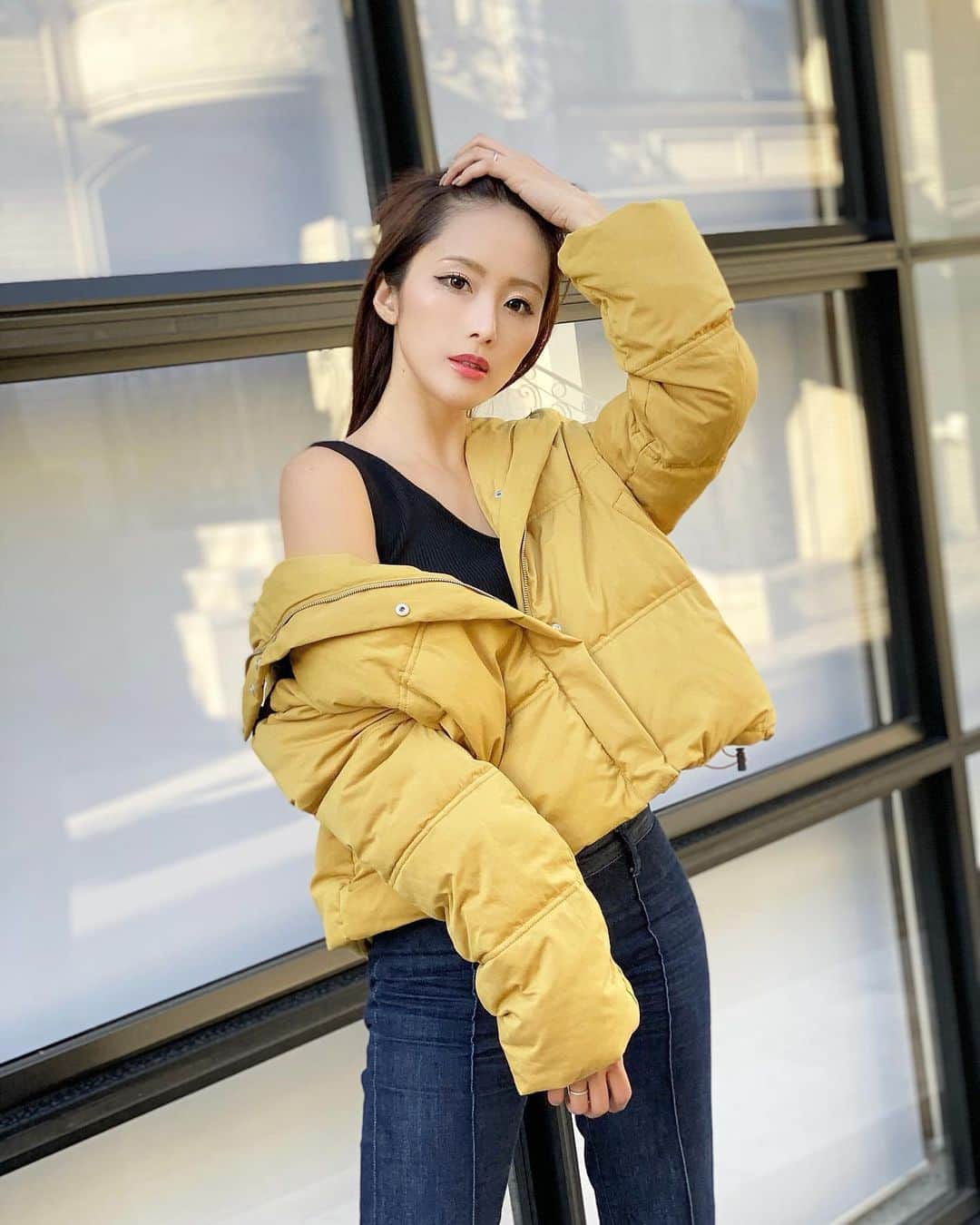 のインスタグラム：「バイカラーのダウンが可愛い💛﻿ @spiralgirl_official ﻿ ﻿ ﻿ ﻿ ﻿ #ootd #fashion #ダウン #ダウンジャケット　#スパイラルガール」