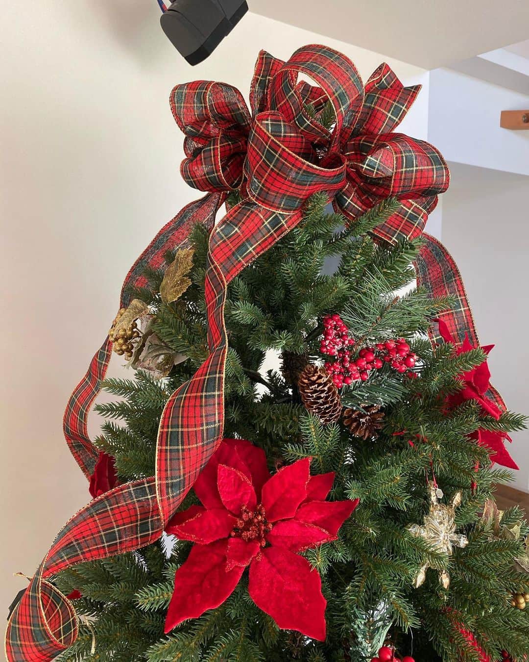 minminさんのインスタグラム写真 - (minminInstagram)「𐄢 2019年クリスマスツリー🎄 飾り付け終了です。 𐄢 今まで白やシルバー系 （ #amiagramクリスマスツリー ）でしたが 今年は赤、チェックでまとめてみました✨ 𐄢 リボンは去年と同じく手作りですが 今年はリボンにワイヤーが入っていない フワフワなリボンでしたので作りにくくて なかなか苦戦しました😅💦 𐄢 リボン、ポインセチア オーナメント以外は去年と同じです。 𐄢 𐄢 今年はツリーに飾る お菓子どうしようかなー？😅💦 𐄢 𐄢 #クリスマスツリー#クリスマスツリー飾り付け#オーナメント#ニトリ#スワロフスキー#バカラ#IKEA#リボン#コストコ#Xmastree#ornaments#interiordesign#シンプルライフ#シンプルな暮らし#🎄#amiagramクリスマスツリー」11月12日 19時25分 - amiagram