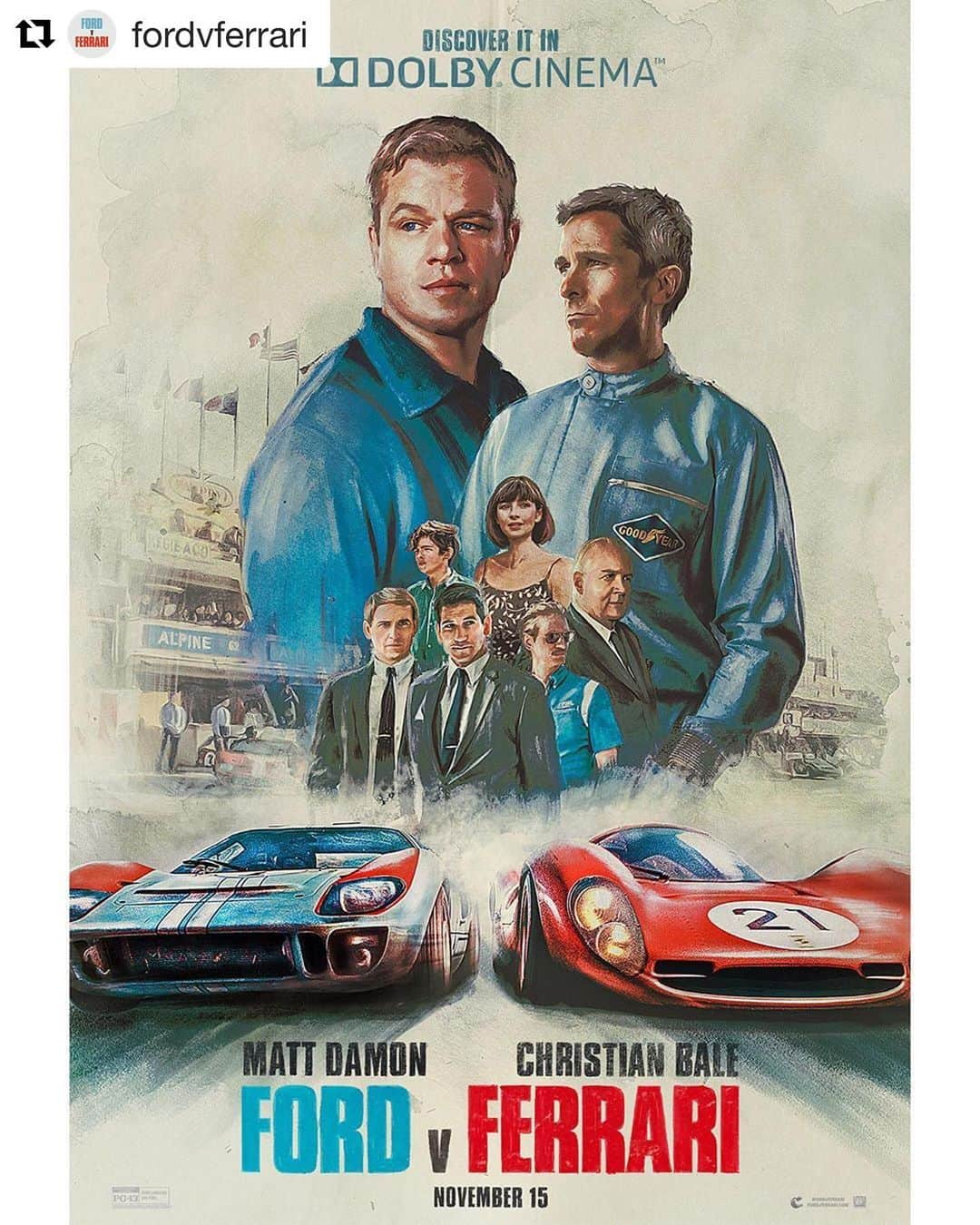 カトリナ･バルフさんのインスタグラム写真 - (カトリナ･バルフInstagram)「Have you got your tickets for this weekend.?????? @fordvferrari #LeMans66 @20thcenturyfox #MollieMiles #MattDamon #ChristianBale #JamesMangold #NoahJupe #jonbernthal #tracyletts #JoshLucas #raymckinnon」11月13日 17時51分 - caitrionabalfe