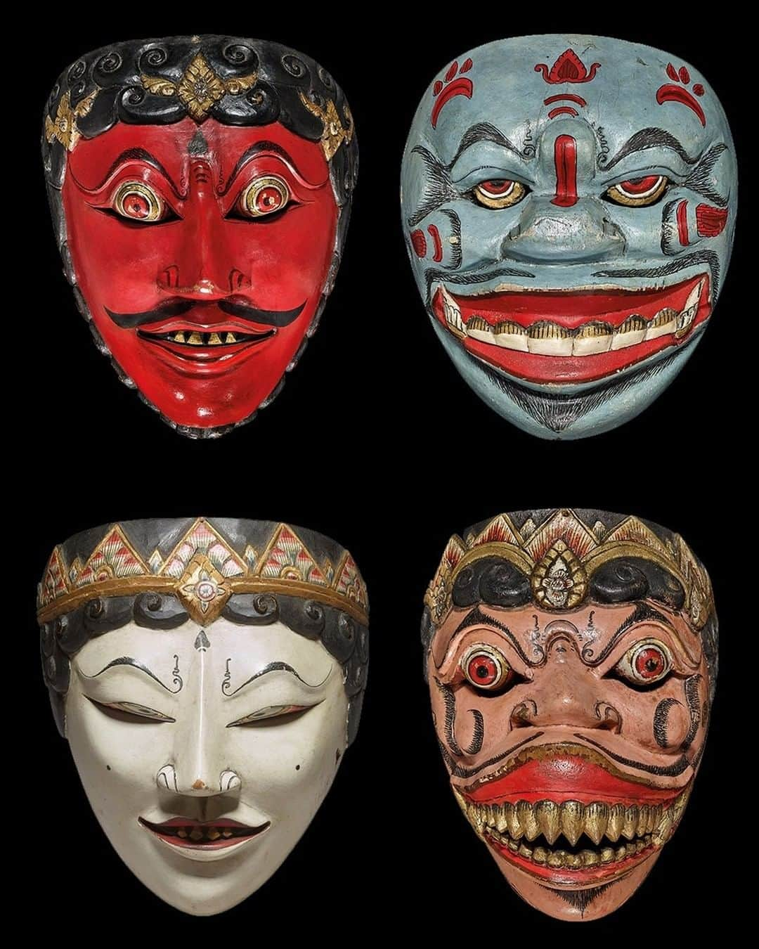 大英博物館さんのインスタグラム写真 - (大英博物館Instagram)「Javanese masks like these examples made in the early 1800s are used in dramatic theatrical performances. The shows tell dynamic stories from myth and legend, and are accompanied by gamelan orchestral music.  We know that the masks were new when they were acquired by British colonial official Sir Stamford Raffles because they are unused – it is likely that he purchased them or received them as gifts. Experts at the Museum are studying the objects stylistically to determine where on the island they originated, aiming to shed more light on collecting and colonialism in this part of the world.  Explore Raffles’ collecting practices, as well as his controversial legacy, and learn more about 19th-century Javanese culture in our current free exhibition – link in bio.  #BritishMuseum #London #UK #history #Java #Indonesia #masks #theatre」11月13日 19時59分 - britishmuseum