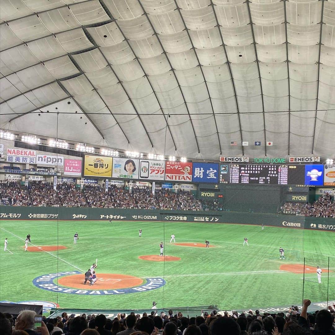 植田朝日のインスタグラム：「‪🇯🇵‬﻿ ‪侍ジャパン 頑張れ‼️‬﻿ ﻿ ‪そう言えば昨日見にいきました。。。‬﻿ ﻿ ‪今日は予定を早く終わらせてテレビで見ます！w‬﻿ ﻿ ‪今日は勝ってね‼️‬﻿ ﻿ ‪#侍ジャパン‬」