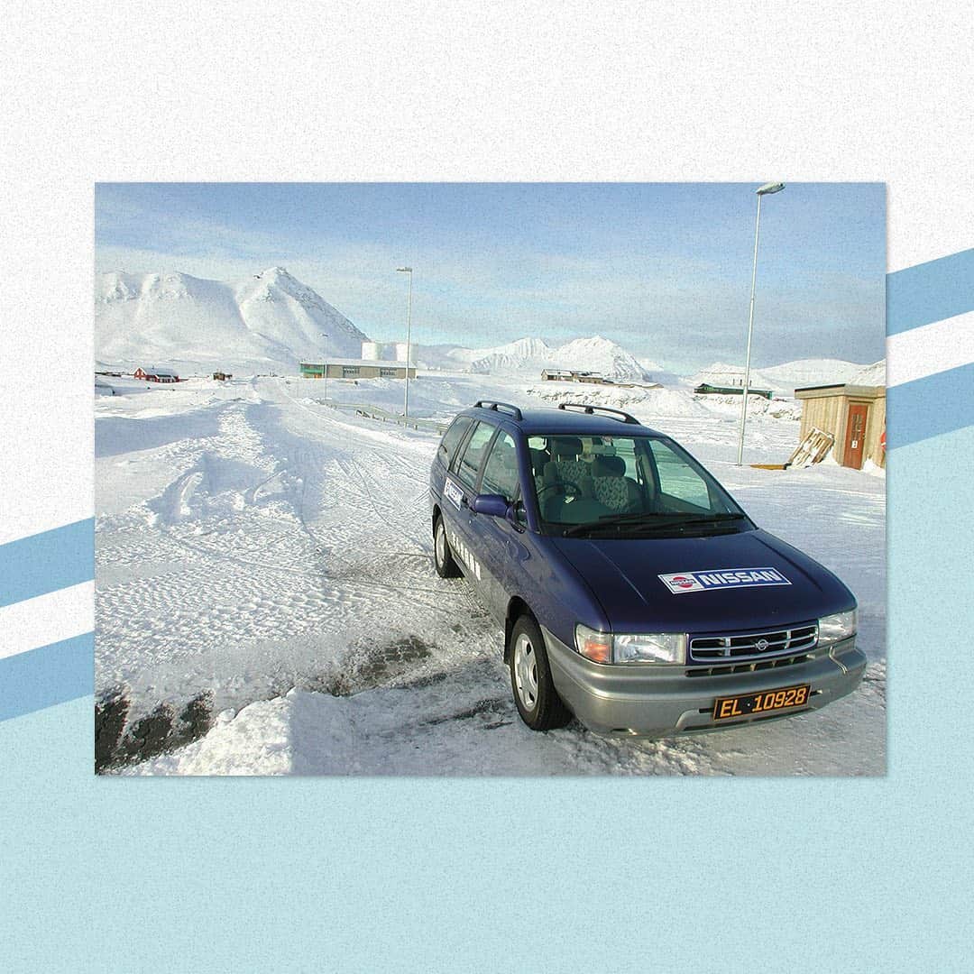 のインスタグラム：「From 2000 to 2006, the world-first Li-ion EV #Nissan #Prairie was successfully put to work at Japan's National Institute of Polar Research in Norway. #TBT #Heritage #ZeroEmission」