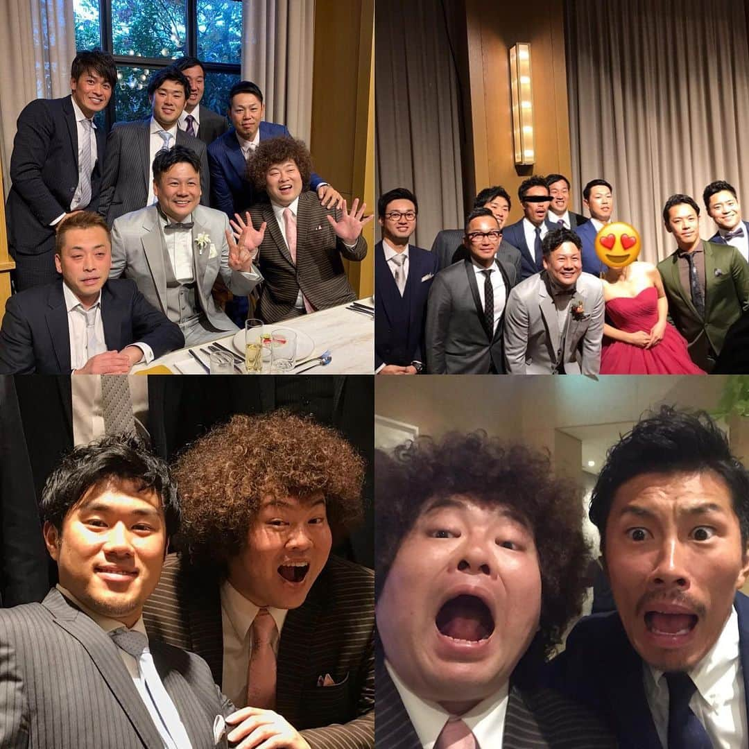 吉田サラダさんのインスタグラム写真 - (吉田サラダInstagram)「元ヤクルトスワローズの増渕竜義君の結婚式！ ナイスガイの増渕君の結婚式らしいめちゃくちゃ温かくて、めちゃくちゃ楽しい結婚式でした！ めでたいねー！ これからもファン続ける！！ #増渕竜義  #ものいい吉田サラダ  #上田剛史 #由規 #swallows」12月9日 2時11分 - monoiiyoshida