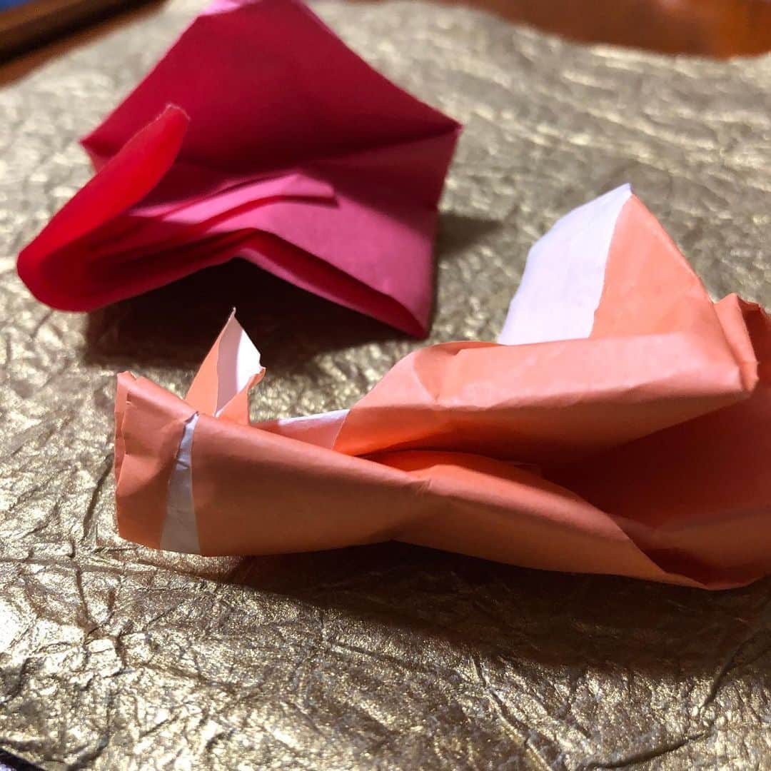 小林拓一郎さんのインスタグラム写真 - (小林拓一郎Instagram)「また息子のレベルが上がってた👏  もう一枚は、お兄ちゃんに対抗して作った次男坊の作品ですが、ここで、問題、さて、何を作ったでしょうか？？ #tdx #origami #折り紙」12月9日 10時00分 - kobataku33